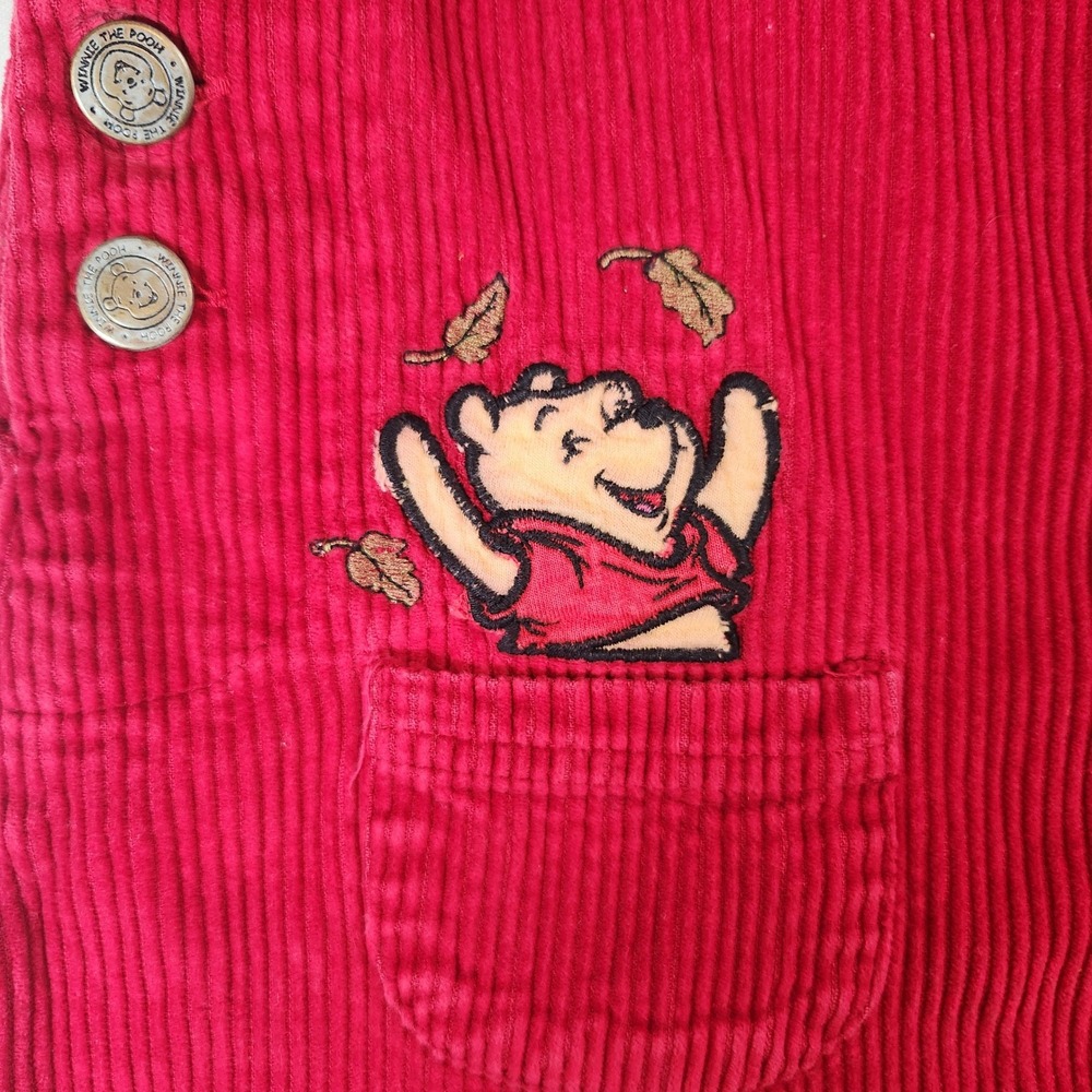 Disney Fall Winnie the Pooh Red Corduroy Jumper Dress Pooh & Piglet Toddler 3T - Picture 3 of 10